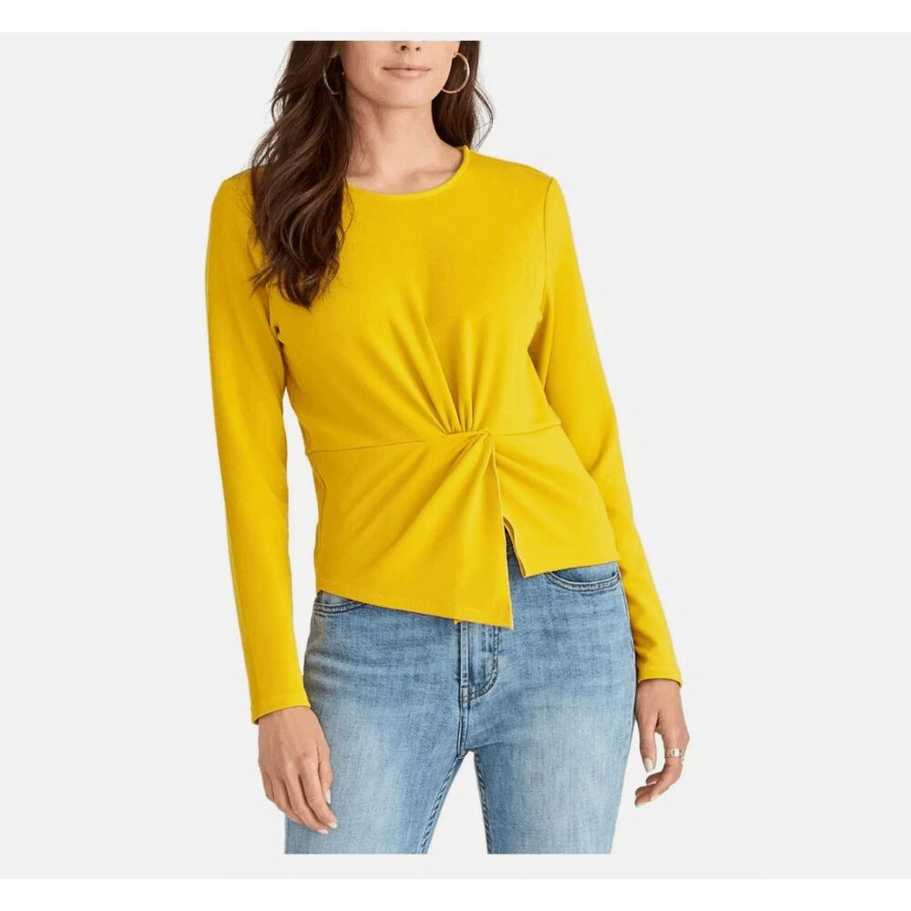Rachel Roy NWD Val Knot Front Long Sleeve Top Yellow Size XS, MSRP $59